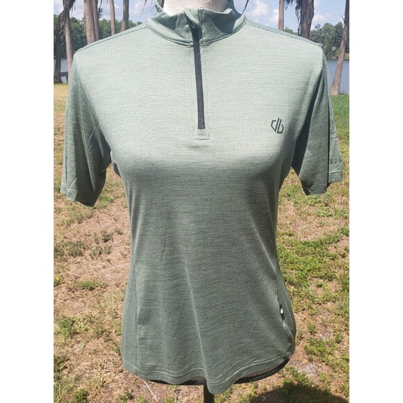 Dare 2B Womens Green Polyester Pullover T-Shirt Size 8 Med Crew Neck Zip Running - Picture 10 of 16